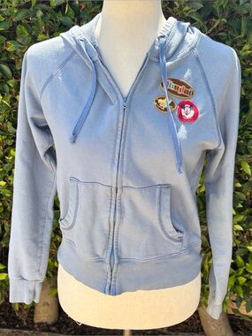 Vintage Disney Land Resort Mickey Mouse Blue Hoodie Jacket Zip Embroidery